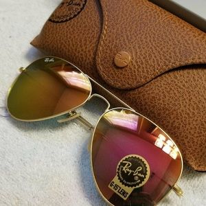 Ray Ban Aviator Sunglasses Pink Flash 58mm…
